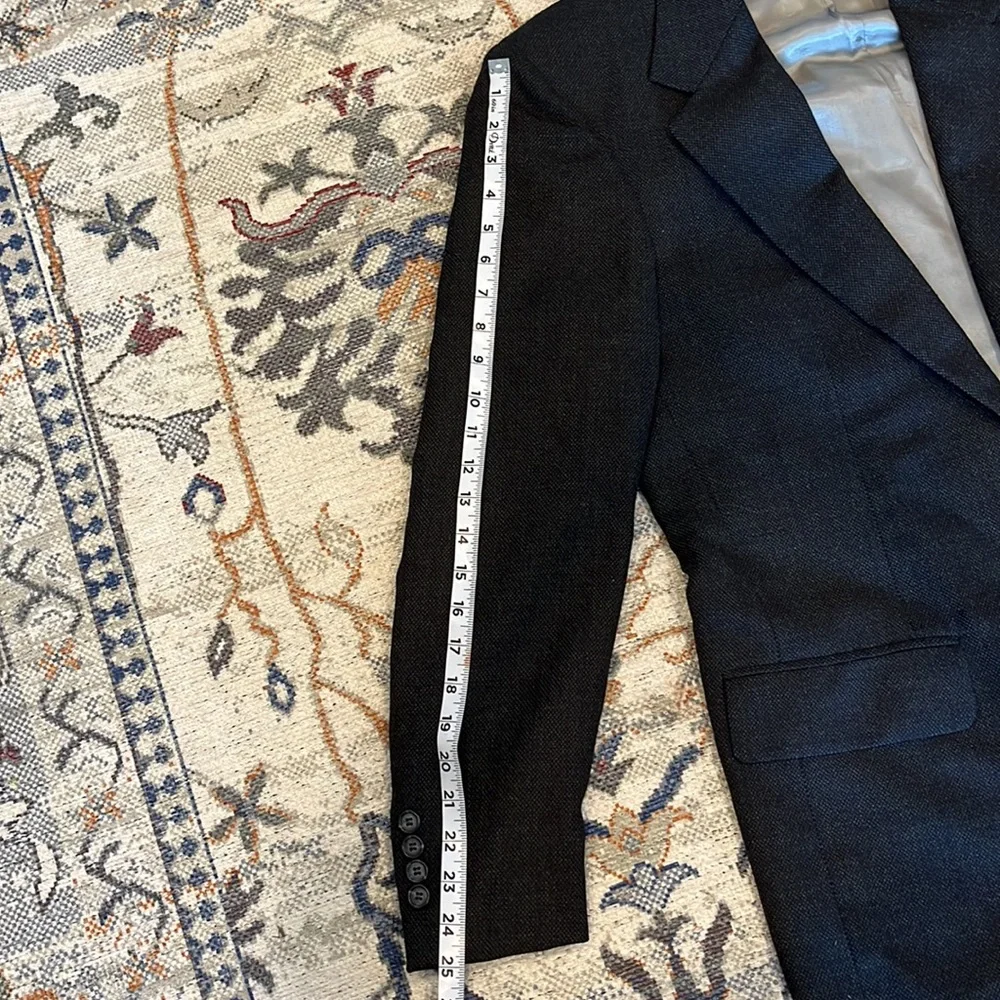 NWT Christopher Hayes Merino Wool Blazer 40 Long Lined inside Black